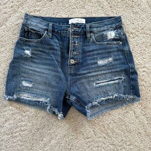 KanCan Women's Blue Distressed Denim Shorts